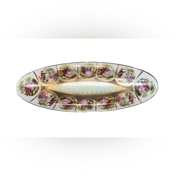 Source Unknown Other - Vintage Courting Couple Porcelain Trinket Dish 10”W x 3.5”H